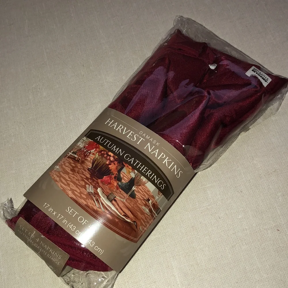 Dasmask Harvest Autumn Gatherings‎ Thanksgiving Napkins Set (4) Burgundy Red
